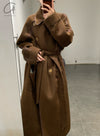 Mutedance 24 Autumn and Winter Double Breasted Lapel Jacket MD-MD24FW04-BROWN MD24FW03